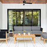 Malibu teak and rope outdoor sofa set - Sunbrella Cast Slate