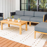 Malibu teak and rope outdoor sofa set angle - Sunbrella Cast Slate