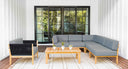 Malibu teak and rope sectional set - Sunbrella Cast Slate