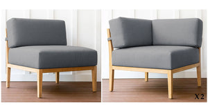 Bali teak outdoor sofa pieces- Sunbrella Cast Slate