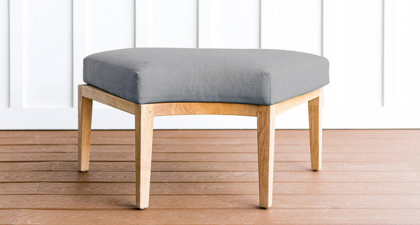 Santorini teak ottoman2 - Sunbrella Cast Slate