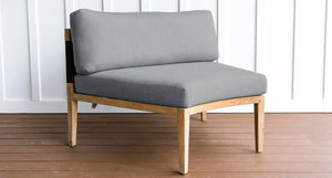 Santorini teak and rope couch piece - Sunbrella Cast Slate