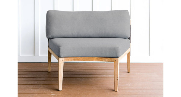 Santorini teak and rope couch piece2 - Sunbrella Cast Slate