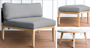 Teak and rope santorini outdoor daybed pieces - Sunbrella Cast Slate