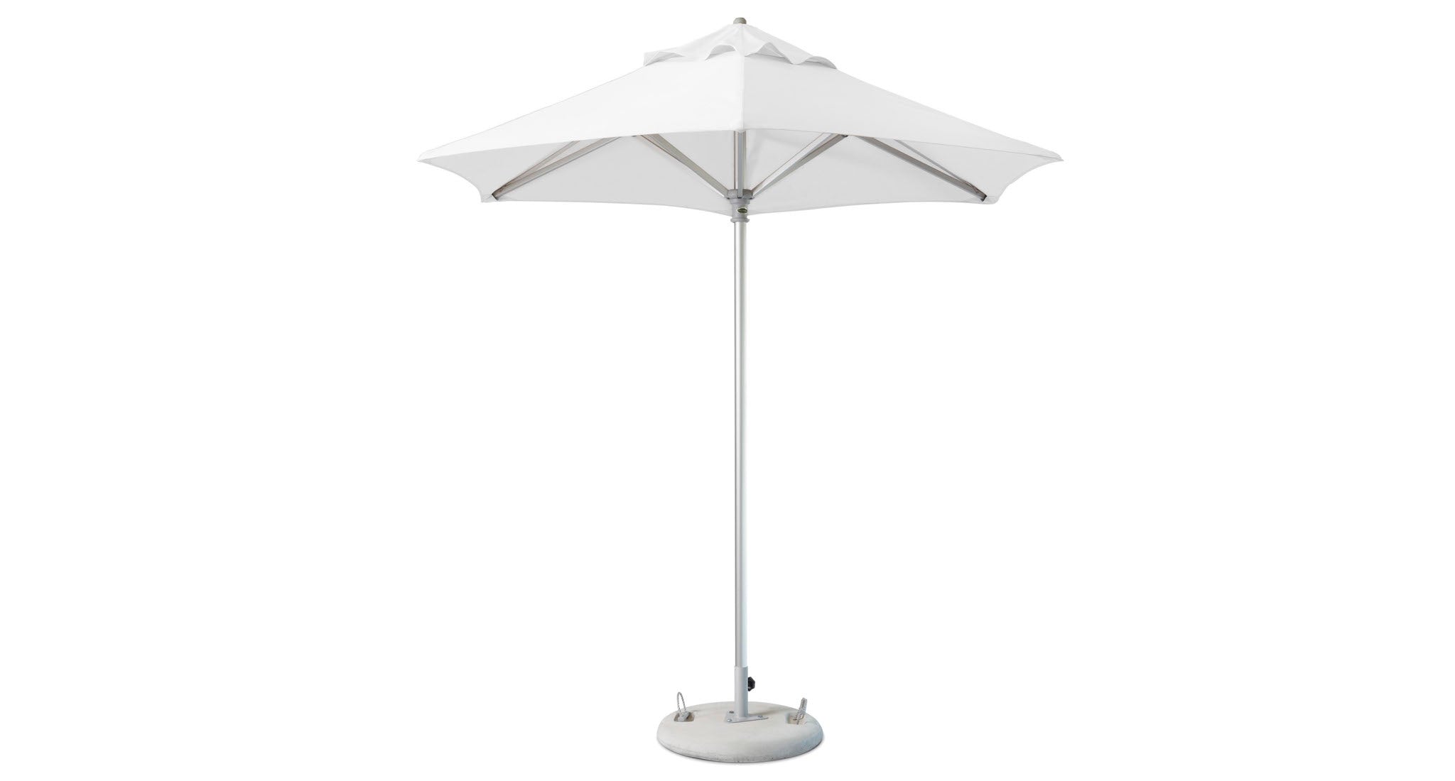 9 ft patio umbrella clearance 9 Ft. Round Outdoor Umbrella with Base, White / No Wheels
