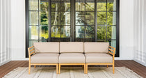 Bali teak outdoor sofa - Sunbrella Spectrum Mushroom