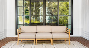 Bali teak outdoor sofa - Sunbrella Spectrum Mushroom