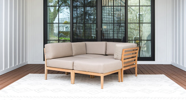 Bali teak 4 piece daybed - Sunbrella Spectrum Mushroom