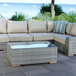 Corsica sectional with extender 3 - Sunbrella Spectrum Mushroom