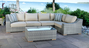 Corsica sectional with extender 3 - Sunbrella Spectrum Mushroom