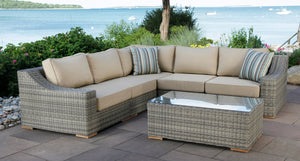 Corsica sectional with extender 2 - Sunbrella Spectrum Mushroom