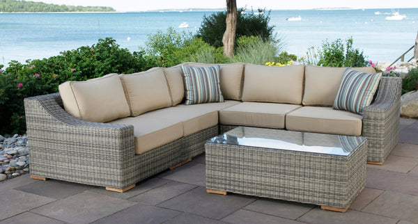 Corsica sectional with extender 2 - Sunbrella Spectrum Mushroom