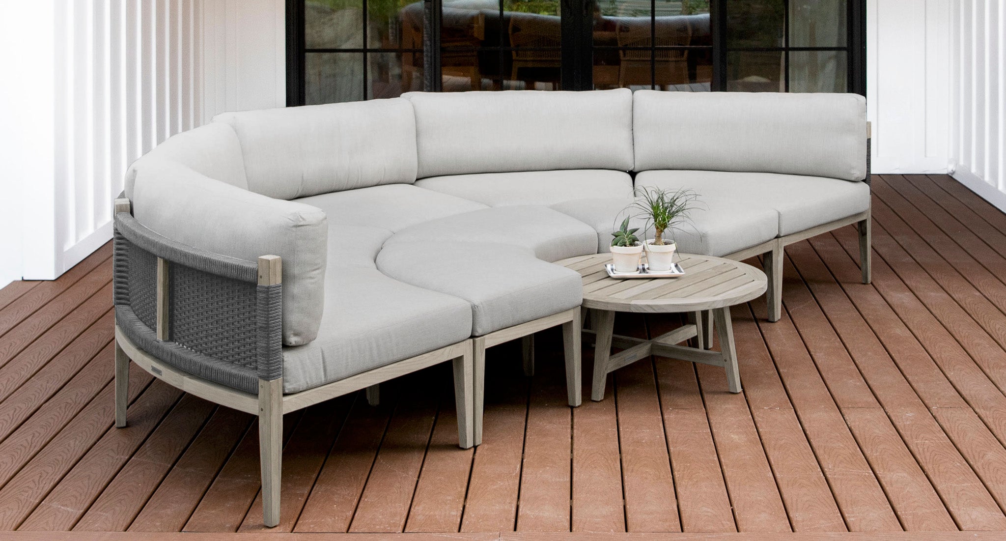 Santorini Gray Teak Rope Outdoor Daybed Madbury Road