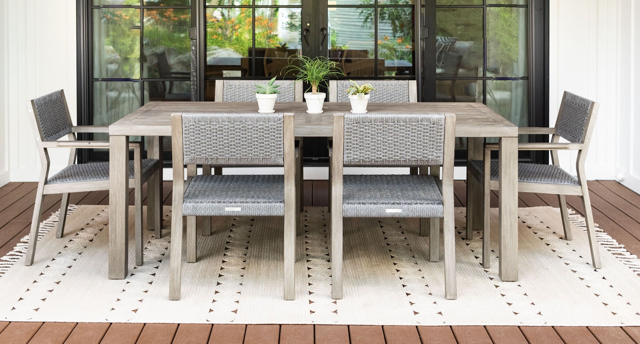 Fiji teak and rope dining set for 6