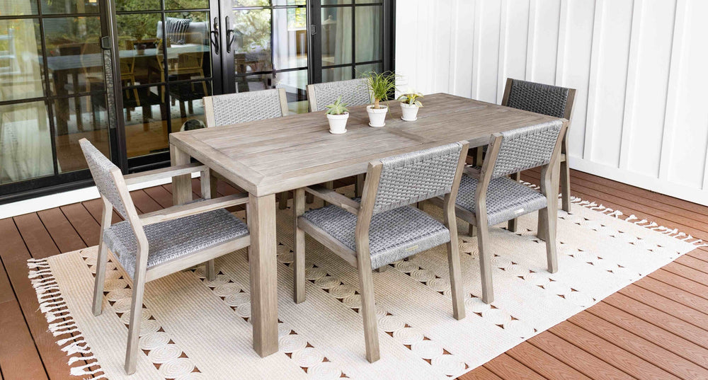 Fiji teak and rope dining set for 6