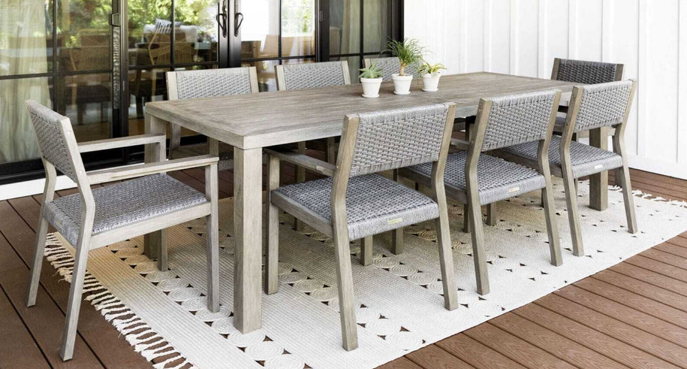 Fiji teak and rope dining set for 8