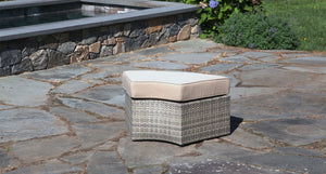 Gray santorini ottoman - Sunbrella Spectrum Mushroom