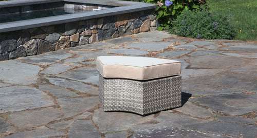 Gray santorini ottoman - Sunbrella Spectrum Mushroom