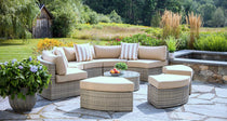 Gray santorini outdoor daybed - Sunbrella Spectrum Mushroom