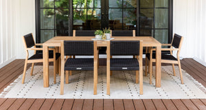 Malibu teak and rope dining set for 6