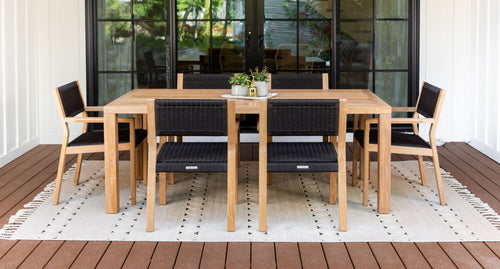 Malibu teak and rope dining set for 6