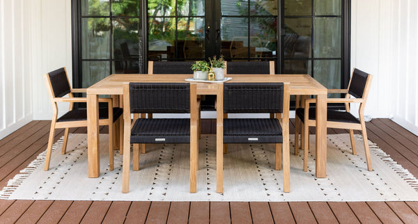 Malibu teak and rope dining set for 6