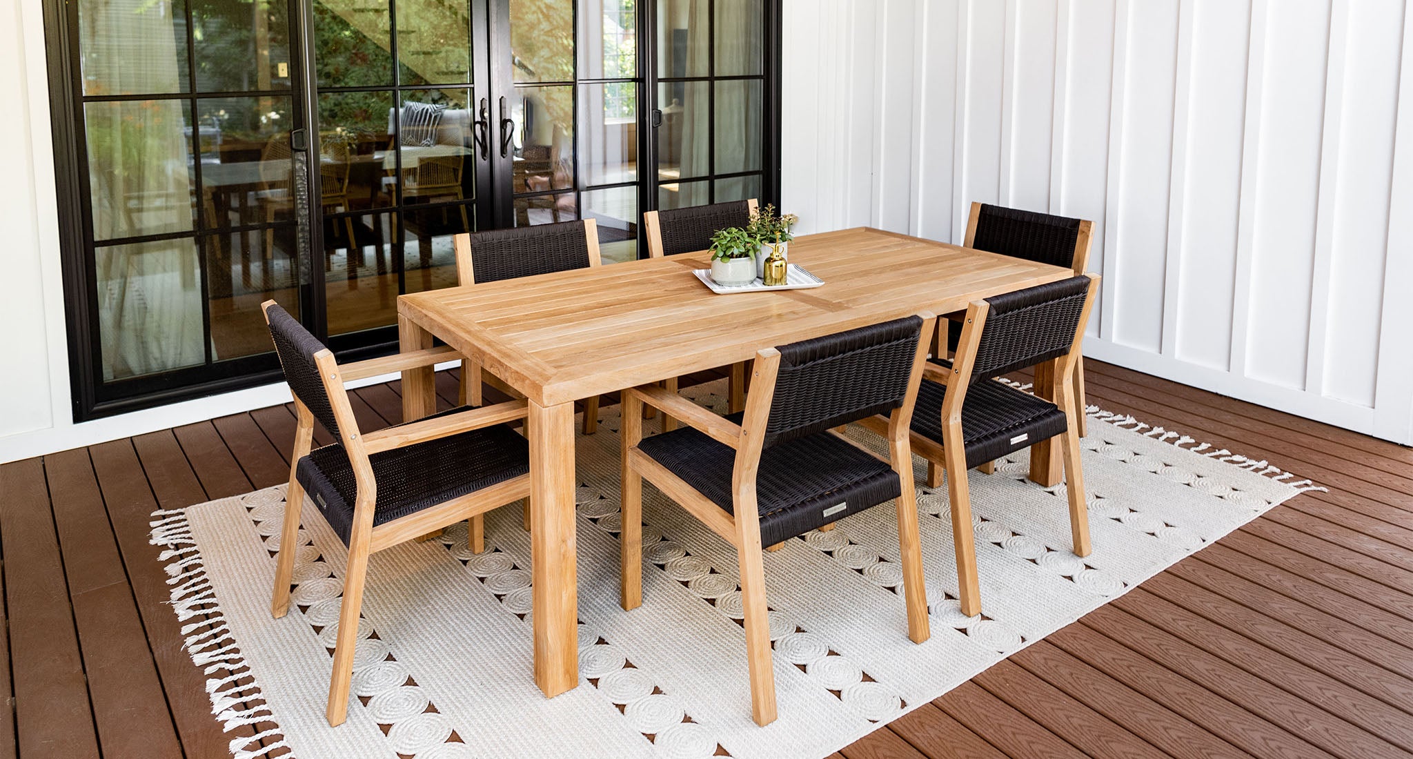 Malibu teak and rope dining set for 6 2