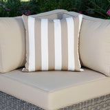 Outdoor throw pillow beige and white striped