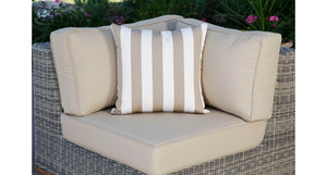 Outdoor throw pillow beige and white striped