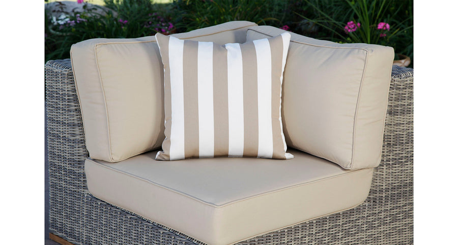 Outdoor throw pillow beige and white striped