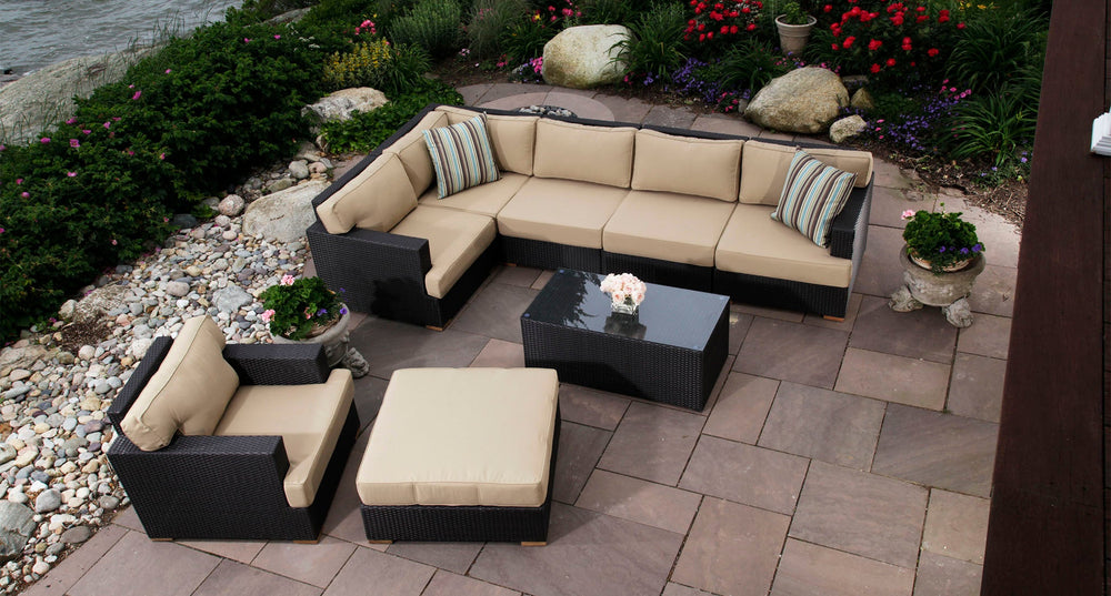 Salina outdoor sectional set - Sunbrella Spectrum Mushroom
