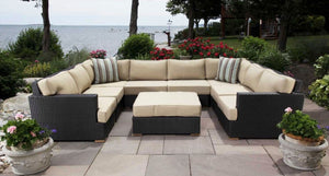 Salina outdoor u shaped sectional set - Sunbrella Spectrum Mushroom