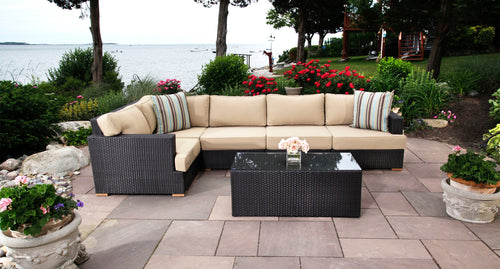Salina sectional with extender - Sunbrella Spectrum Mushroom