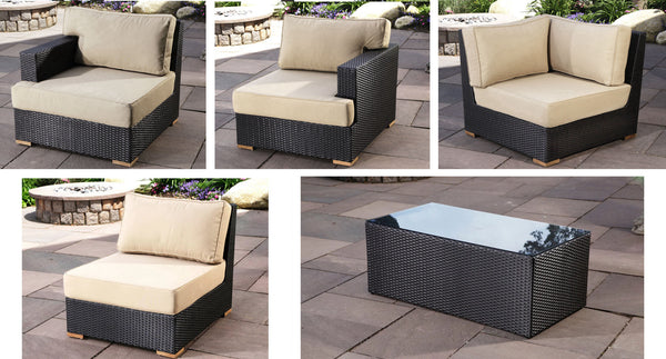 Salina outdoor sectional pieces - Sunbrella Spectrum Mushroom