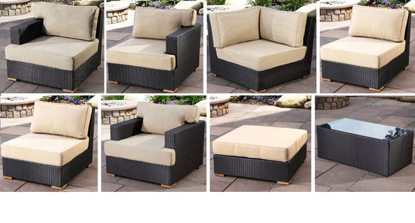 Salina outdoor sectional set pieces - Sunbrella Spectrum Mushroom
