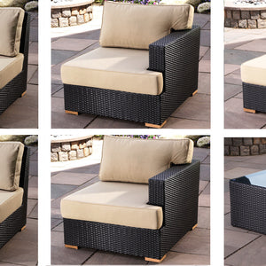 Salina outdoor sofa set pieces - Sunbrella Spectrum Mushroom