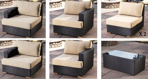 Salina outdoor sofa set pieces - Sunbrella Spectrum Mushroom