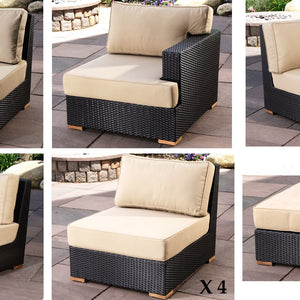 Salina outdoor u shaped sectional set pieces - Sunbrella Spectrum Mushroom