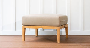 Bali teak ottoman - Sunbrella Spectrum Mushroom
