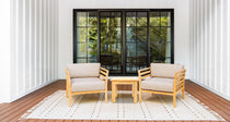Teak outdoor club chair set - Sunbrella Spectrum Mushroom