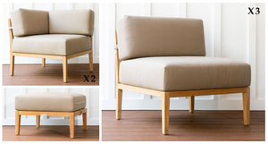 Outdoor Teak Daybed Pieces - Sunbrella Spectrum Mushroom