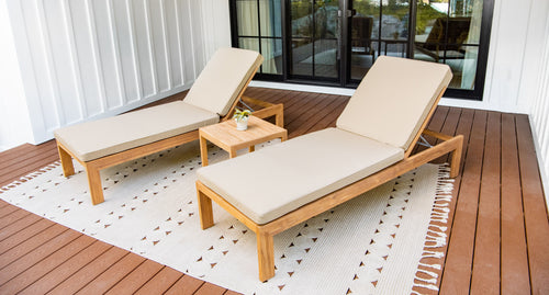 Bali teak lounge chair package - Sunbrella Spectrum Mushroom