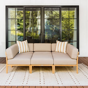 Bali teak outdoor daybed 2 - Sunbrella Spectrum Mushroom
