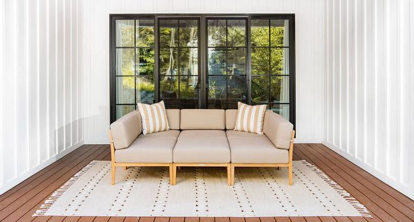 Bali teak outdoor daybed 2 - Sunbrella Spectrum Mushroom