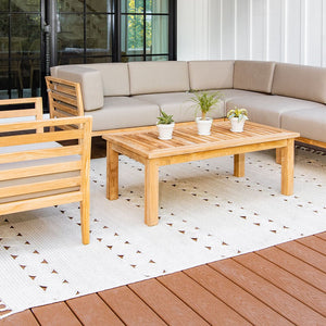 Bali teak outdoor sectional set - Sunbrella Spectrum Mushroom