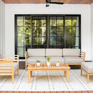 Bali teak outdoor sofa set - Sunbrella Spectrum Mushroom