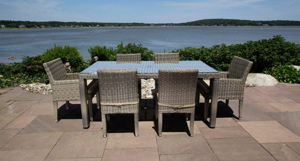 Corsica dining set for 6 - Sunbrella Spectrum Mushroom