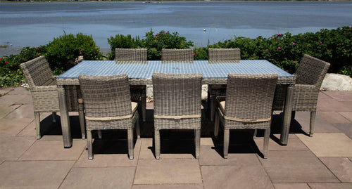 Corsica dining set for 8 - Sunbrella Spectrum Mushroom