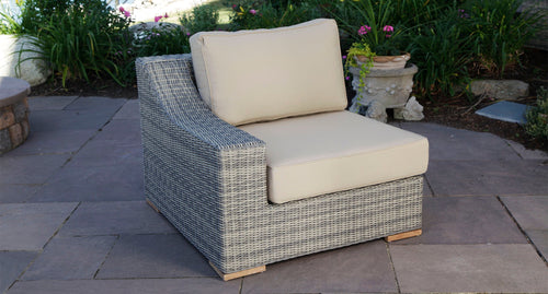 Corsica left arm piece - Sunbrella Spectrum Mushroom