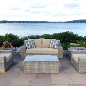 Corsica loveseat and club chair set - Sunbrella Spectrum Mushroom
